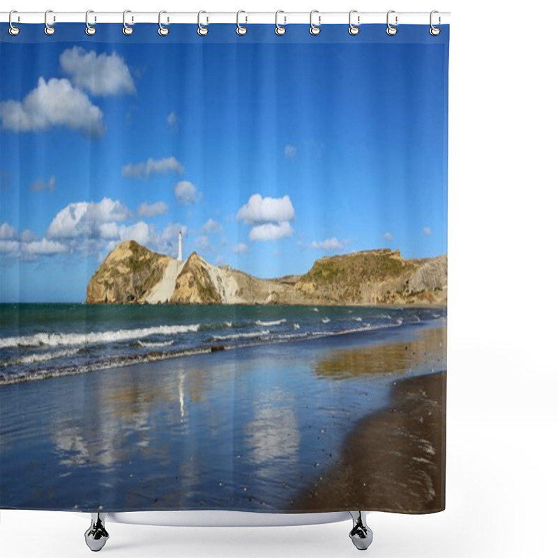 Personality  Reflection In Castlepoint Beach Shower Curtains