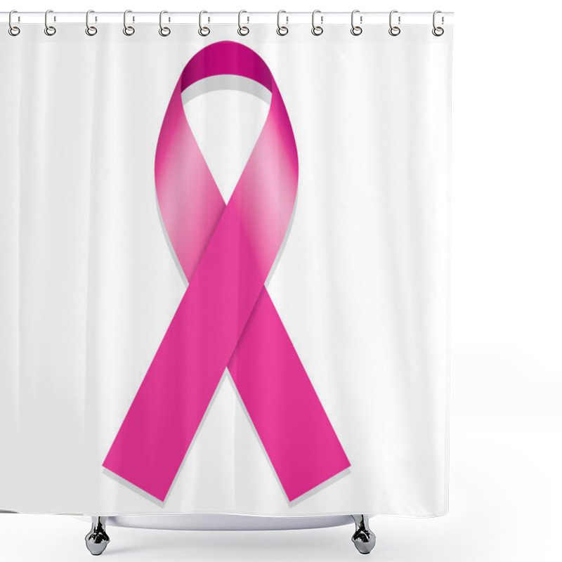 Personality  Icon Symbol Of Struggle And Awareness Against Breast Cancer, Pink Ribbon. Ideal For Educational Materials And Information Shower Curtains