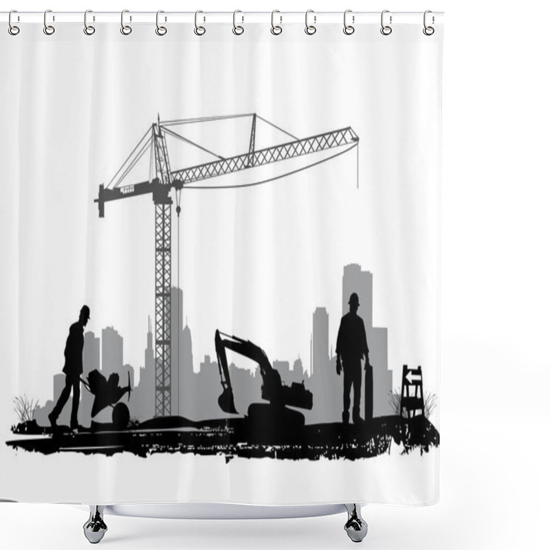 Personality  Construction Silhouette Shower Curtains