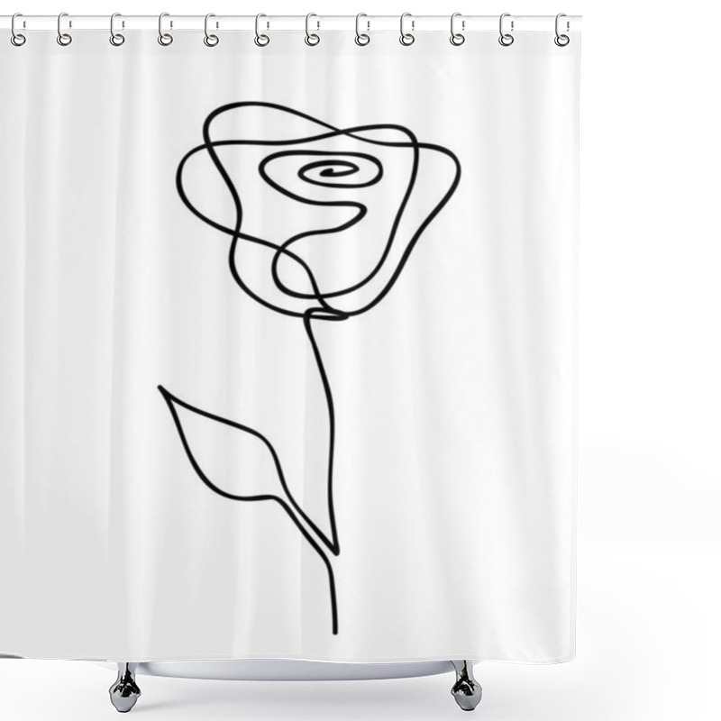 Personality  Vector Illustration Of One Line Drawing Abstract Rose. Hand Drawn Modern Minimalistic Design For Creative Logo, Icon Or Emblem Shower Curtains