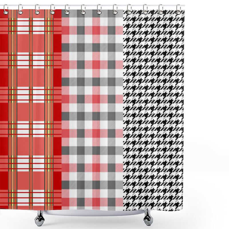 Personality  Seamless Checkered Woolen Pattern And Classical English Hounds Tooth Print. Shower Curtains