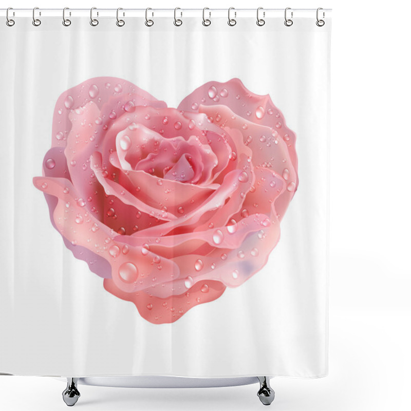 Personality  Heart-rose. Vector Object Flower On A White Background. Shower Curtains