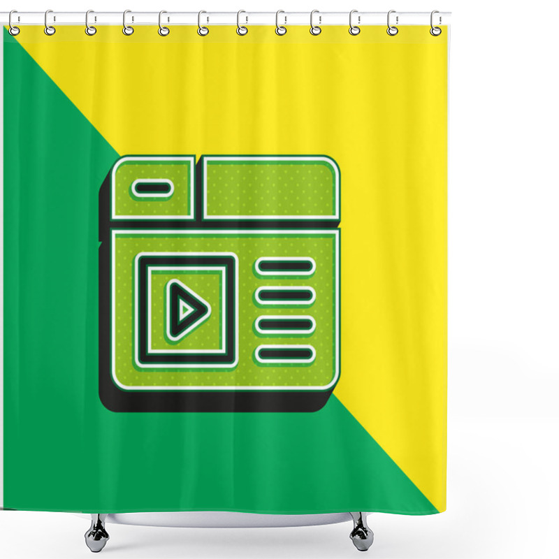 Personality  Blog Green And Yellow Modern 3d Vector Icon Logo Shower Curtains