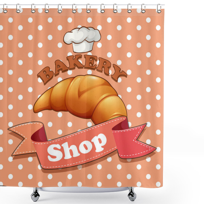 Personality  Bakery Sign With Croissant And Text Shower Curtains