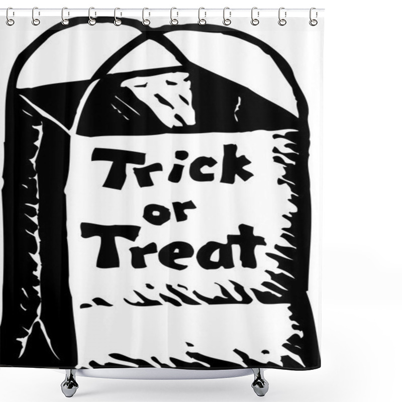 Personality  Woodcut Illustration Of Trick Or Treat Bag Shower Curtains