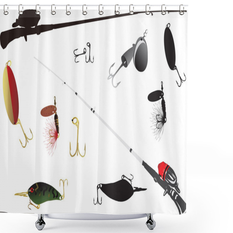 Personality  Tools For Fishing Collection Shower Curtains