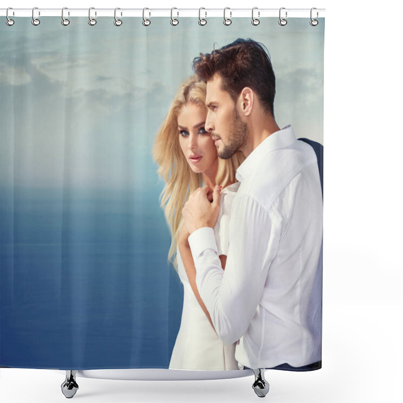 Personality  Elegant, Attractive Couple Enjoying Their Vacation Shower Curtains