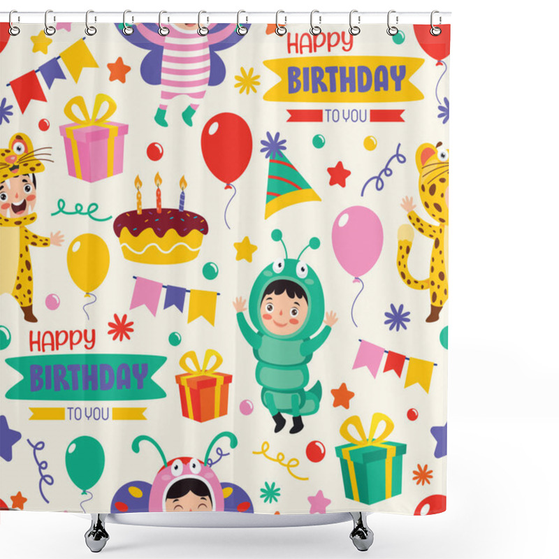 Personality  Seamless Pattern Design With  Cartoon Character Shower Curtains