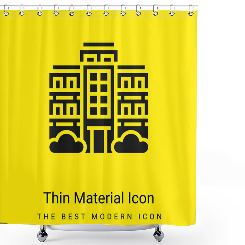 Personality  Apartment Minimal Bright Yellow Material Icon Shower Curtains