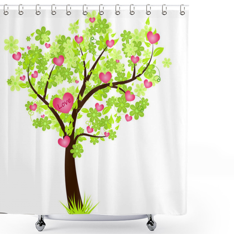 Personality  Valentine's Day Tree With Hearts Shower Curtains