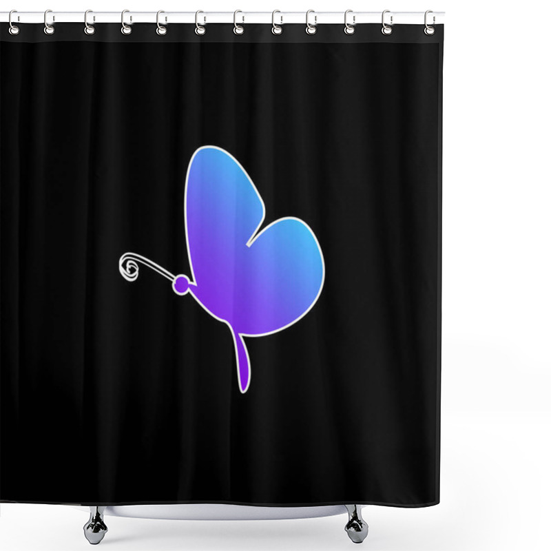 Personality  Black Butterfly Side View Blue Gradient Vector Icon Shower Curtains