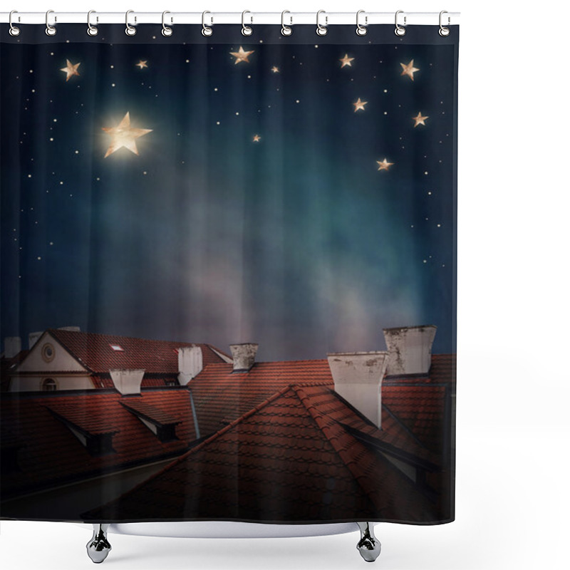 Personality  Rooftops And Night Sky  Shower Curtains