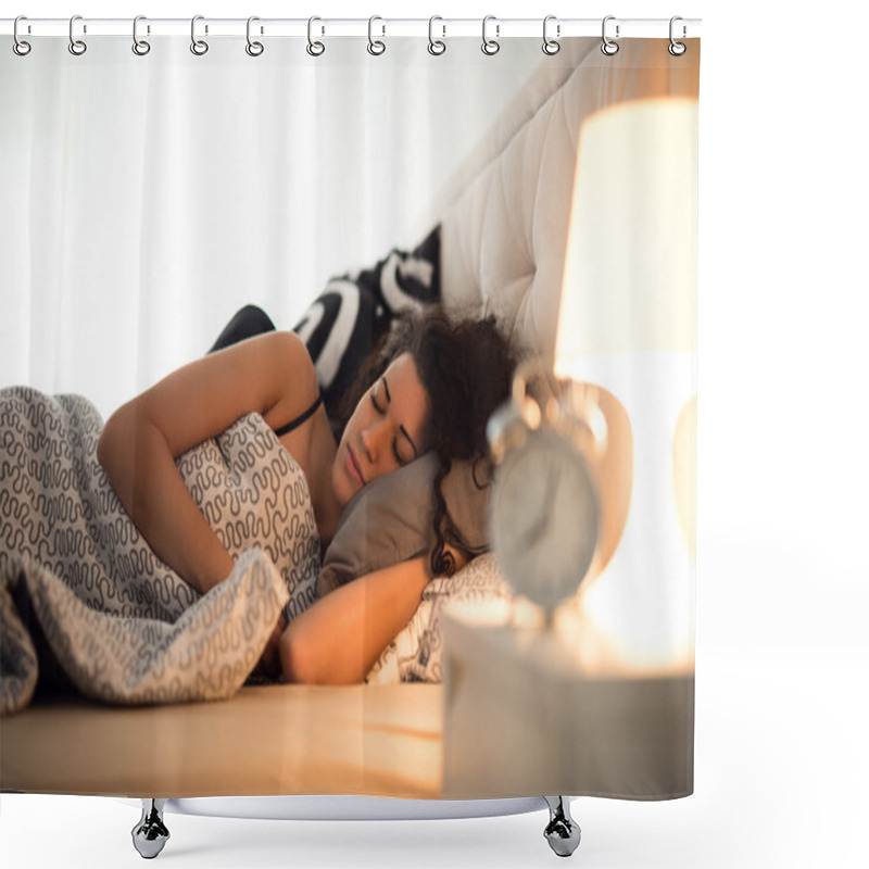 Personality  Sleeping Woman In Bed Shower Curtains