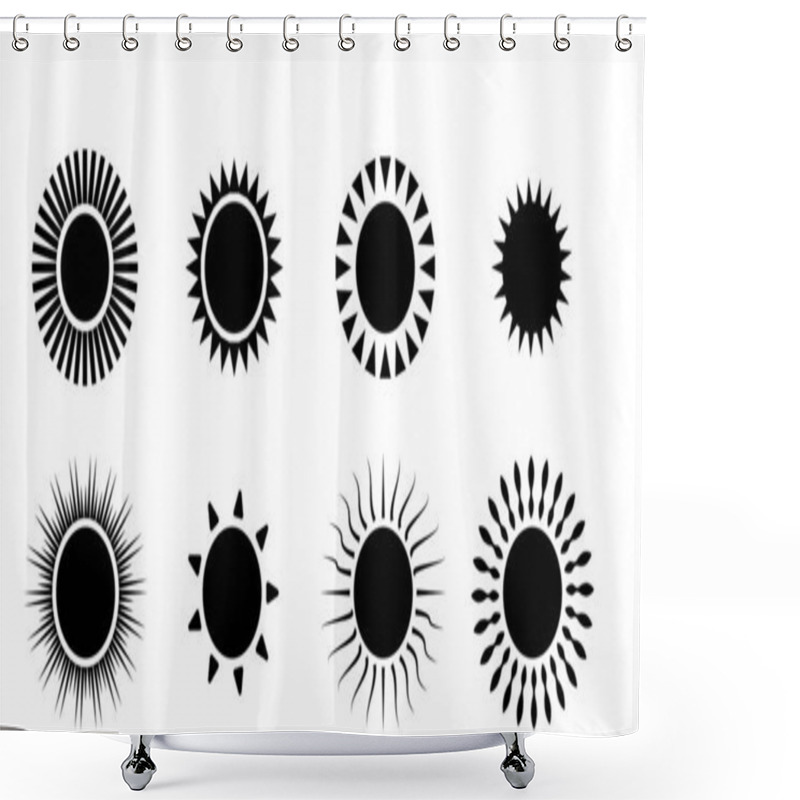 Personality  Sun Icon On White Background Shower Curtains