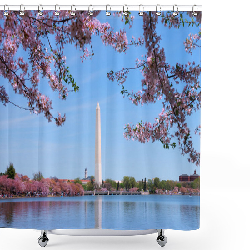 Personality  Washington Monument And Cherry Blossom, Washington DC Shower Curtains