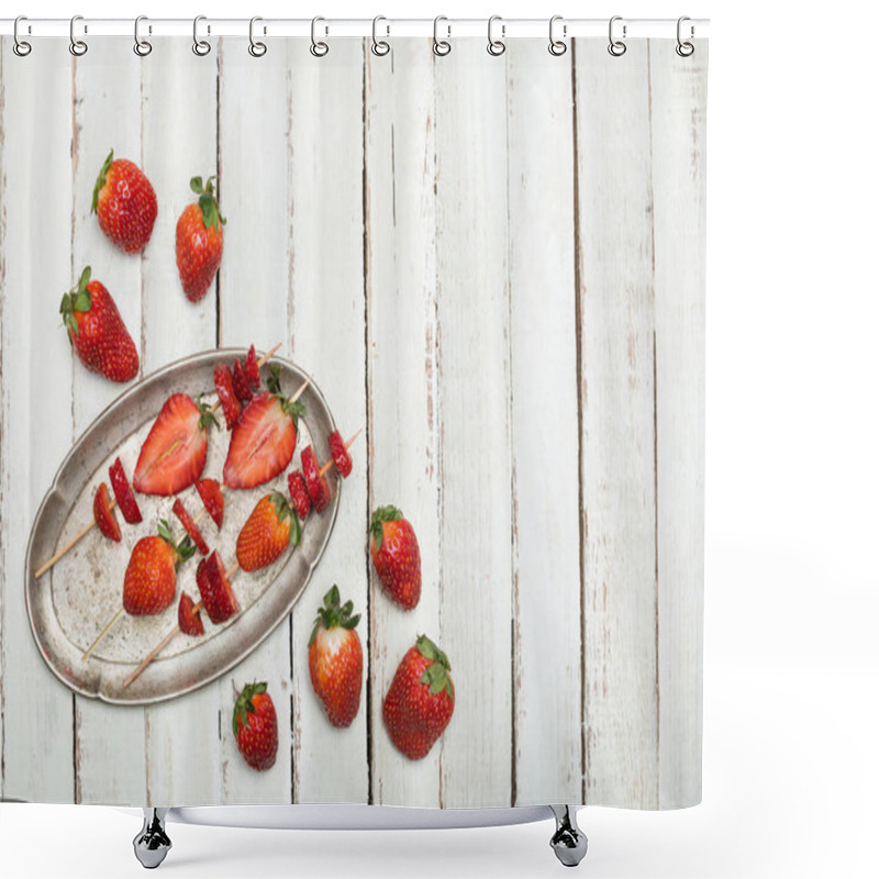 Personality  Strawberries On Wooden Skewers Shower Curtains