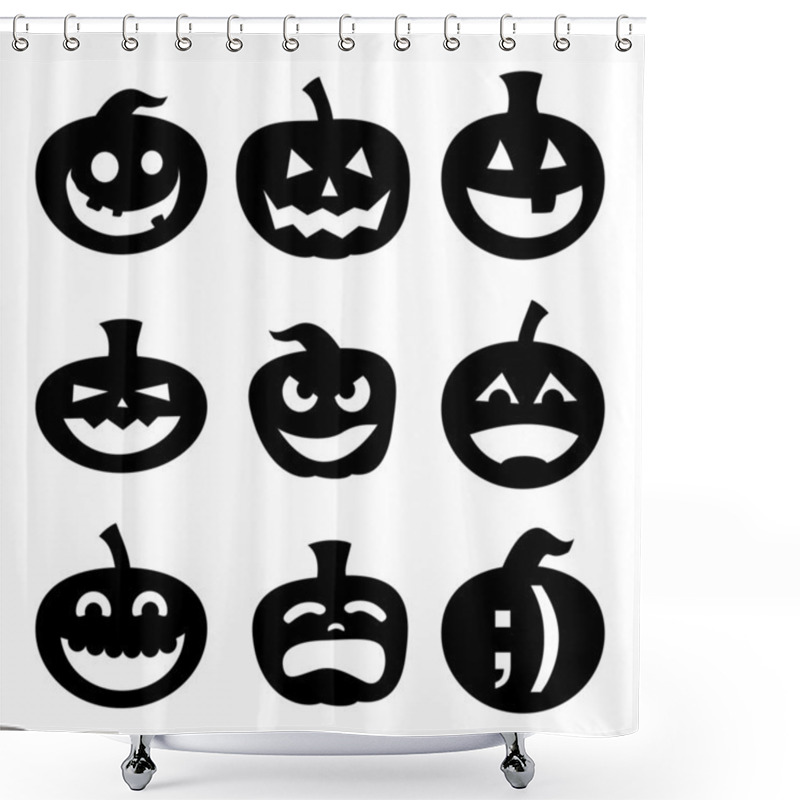 Personality  Halloween Pumpkins Assortment Sketch Shower Curtains