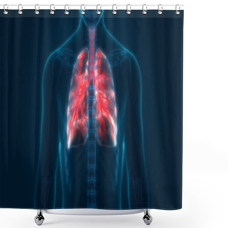 Personality  Human Respiratory System Lungs Anatomy. 3D Shower Curtains