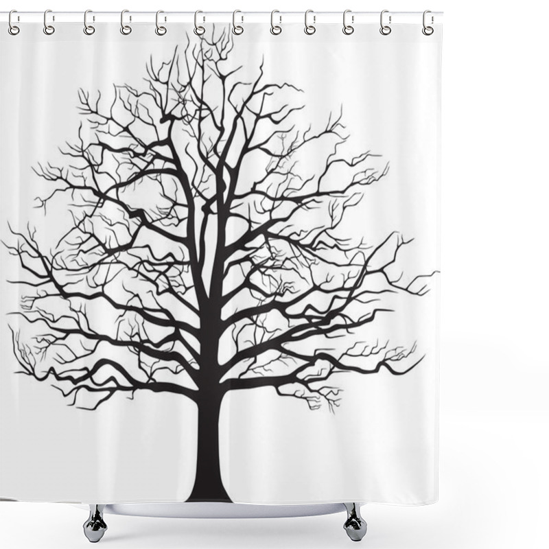 Personality  Black Silhouette Bare Tree . Vector Illustration Shower Curtains