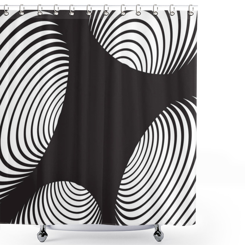 Personality  Black And White Spiral Tunnel  Shower Curtains