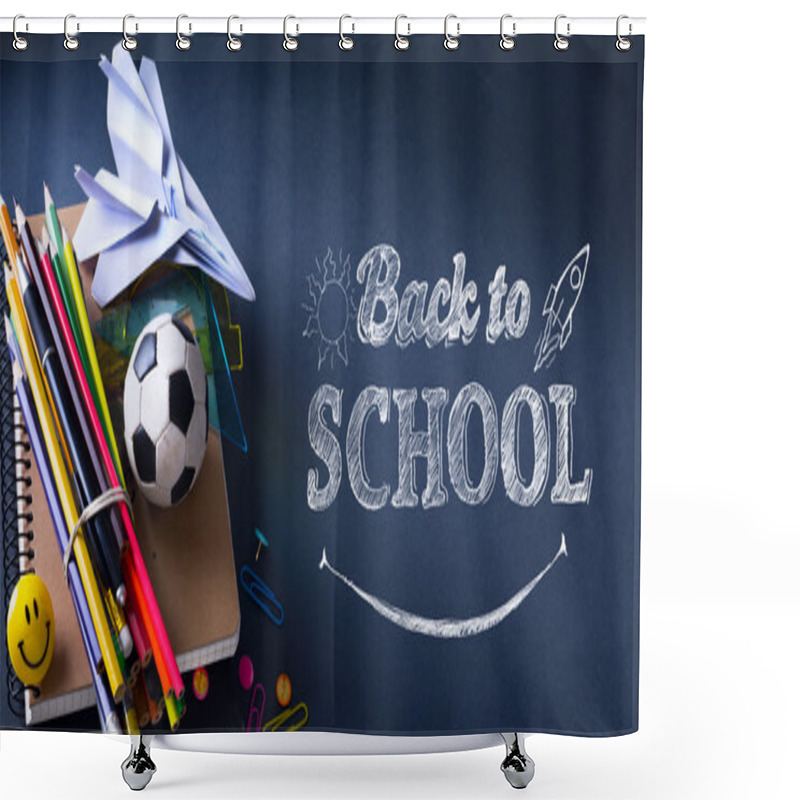 Personality  Art Welcome Back To School Banner; School Supplies Tumblr Shower Curtains