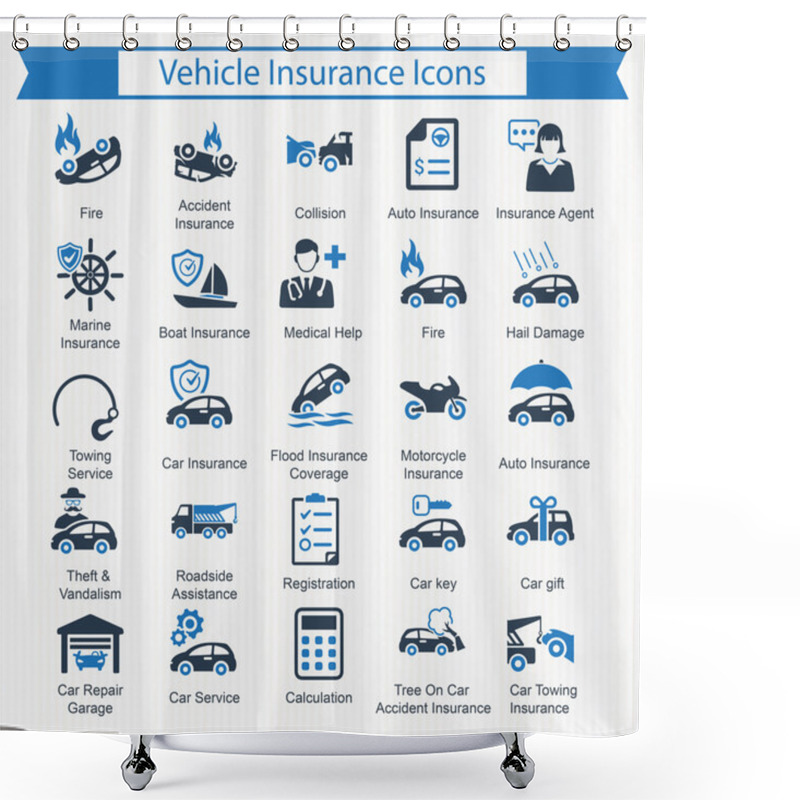 Personality  Vehicle Insurance Icons Shower Curtains