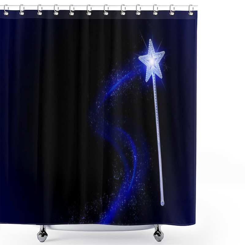 Personality  Beautiful Magic Wand With Fairy Sparkle On Dark Background Shower Curtains