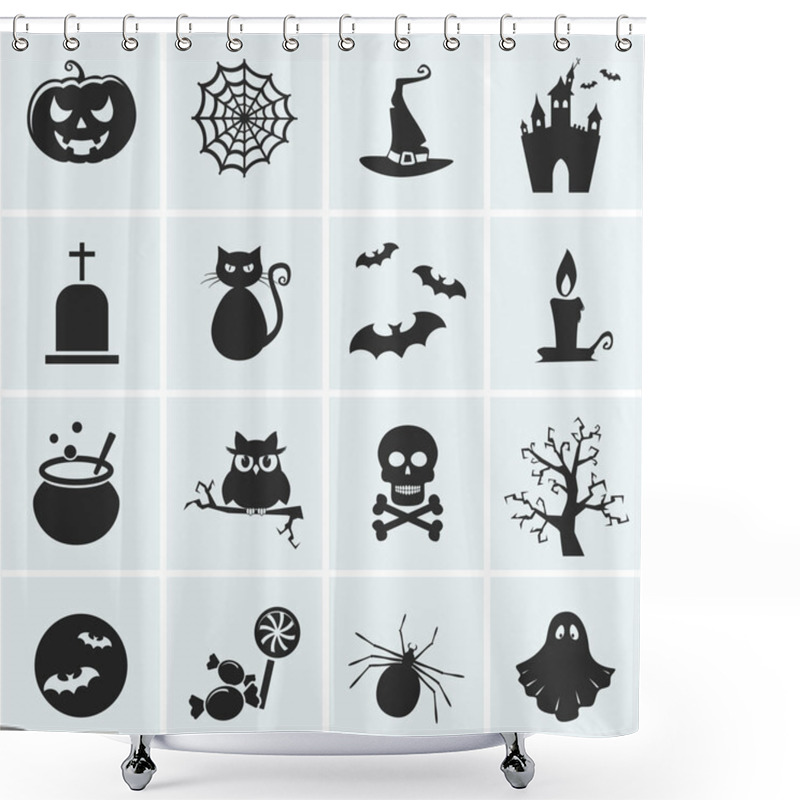 Personality  Set Of Vector Halloween Icons. Shower Curtains