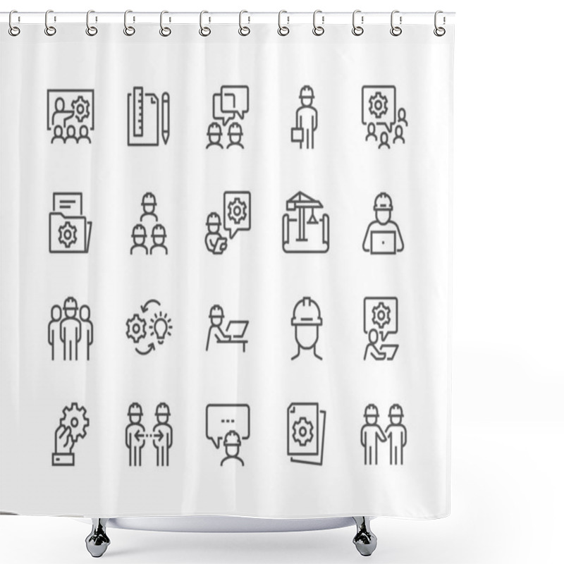 Personality  Line Engineering People Icons Shower Curtains