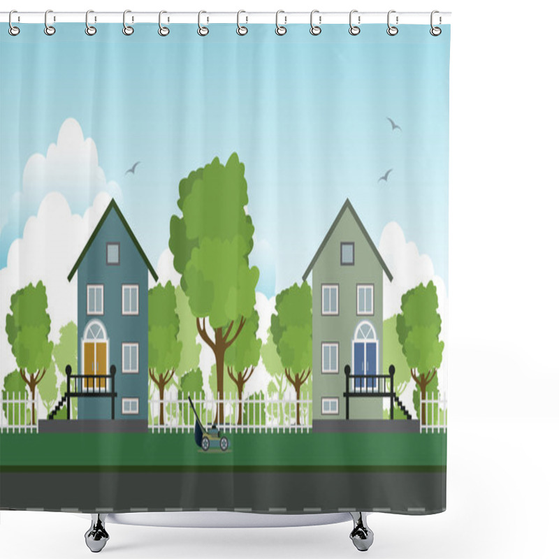 Personality  Roadside Houses. Shower Curtains