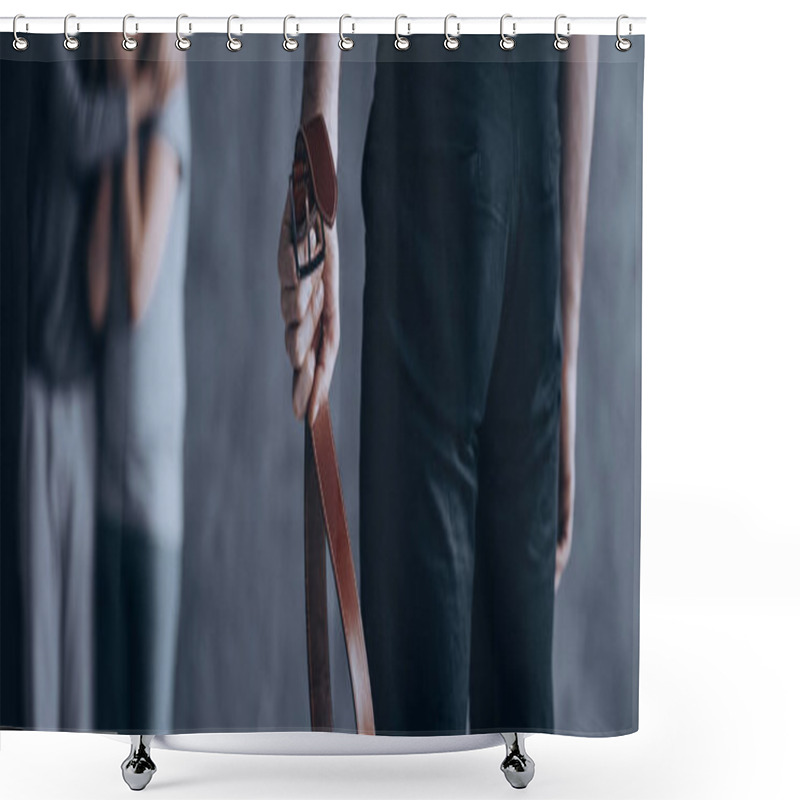 Personality  Man Squeezing Belt Shower Curtains