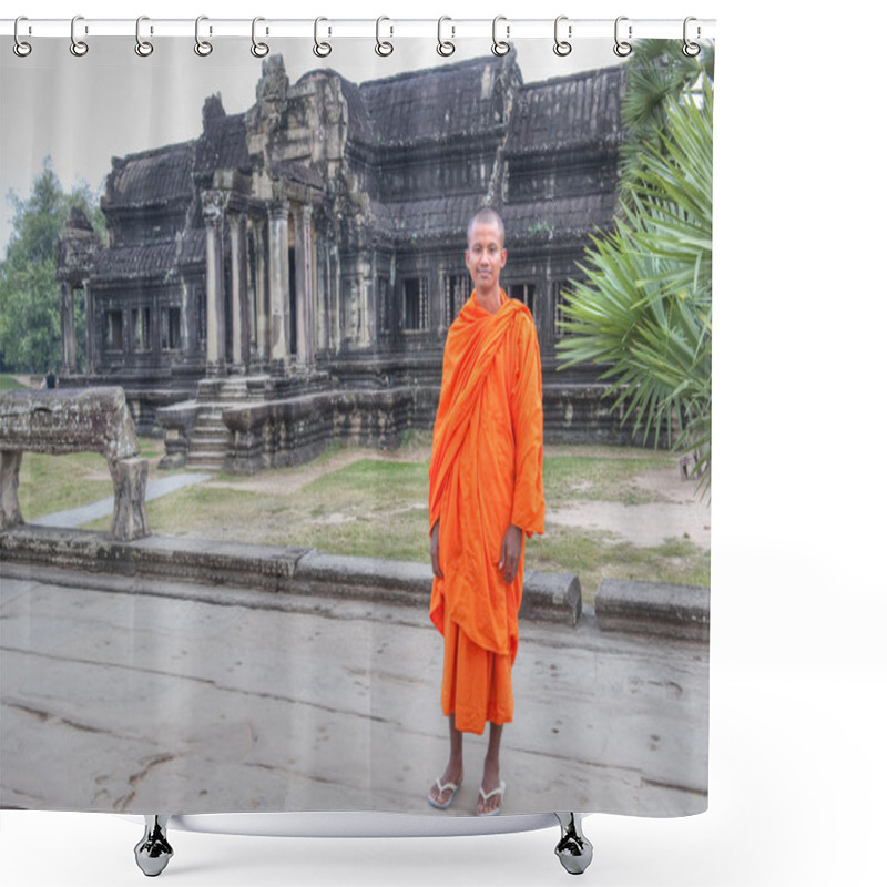 Personality  Buddhist Monk At Angkor Wat Shower Curtains