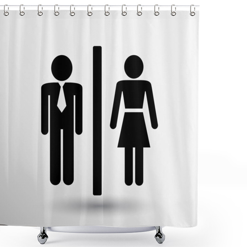 Personality  Man Woman Restroom Sign Icon Vector Button Logo Symbol Concept Shower Curtains