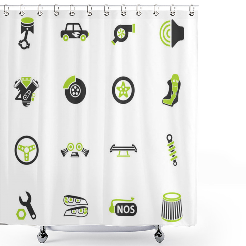 Personality  Auto Tuning Icon Set Shower Curtains