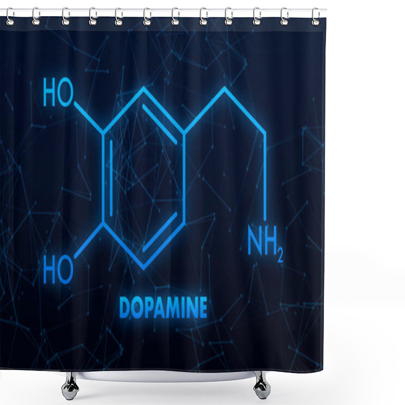 Personality  Abstract Icon With Dopamine Formula. Dopamine Formula. Shower Curtains