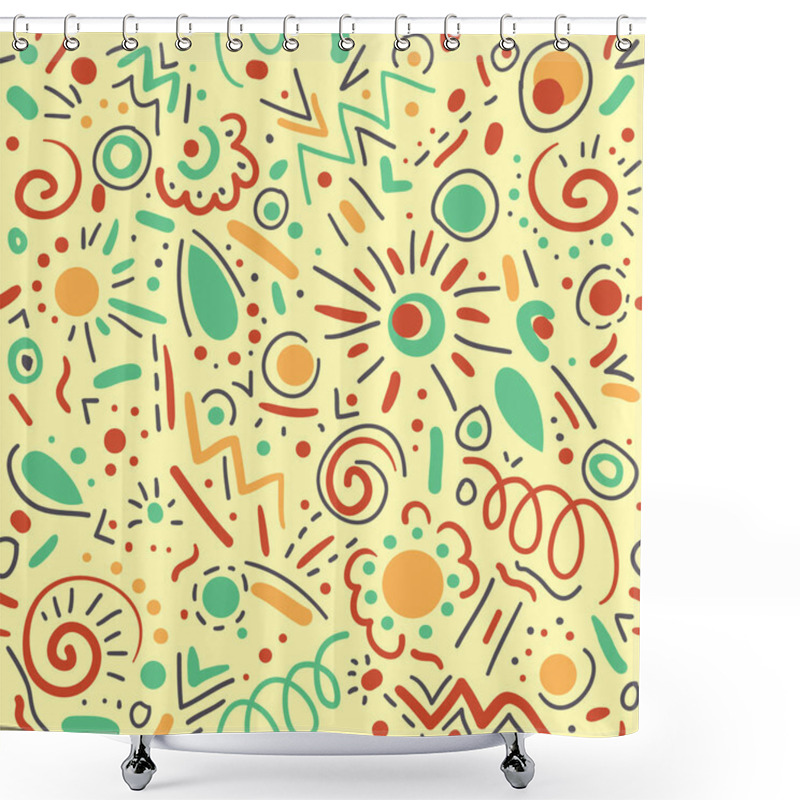 Personality  Abstract Doodle Vector Seamless Pattern Shower Curtains