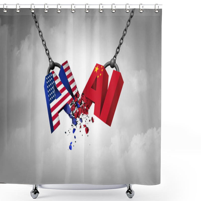 Personality  AI US China Technology War As Chinese And American Technology Competition For Technological Dominance And Artificial Intelligence Trade War Or National Security Risk. Shower Curtains