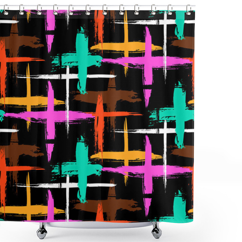 Personality  Pattern With Stripes And Crosses Shower Curtains