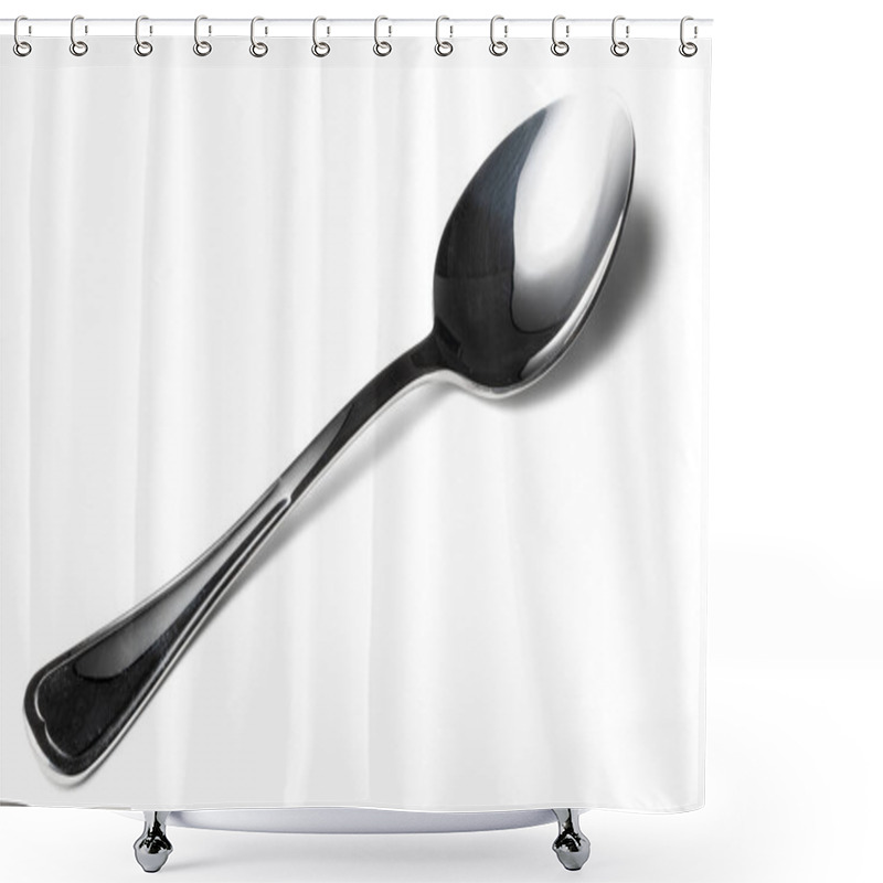 Personality  Cutlery Dessert Spoon Isolated On White Background Shower Curtains