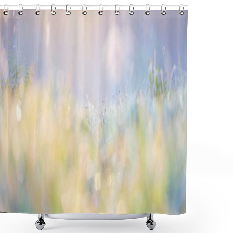 Personality  Forest Meadow (lawn) At Sunrise. Plants, Dew Drops. Morning Fog, Soft Sunlight, Sunbeams, Golden Hour. Idyllic Landscape. Picturesque Scenery. Nature, Environment, Ecology Shower Curtains