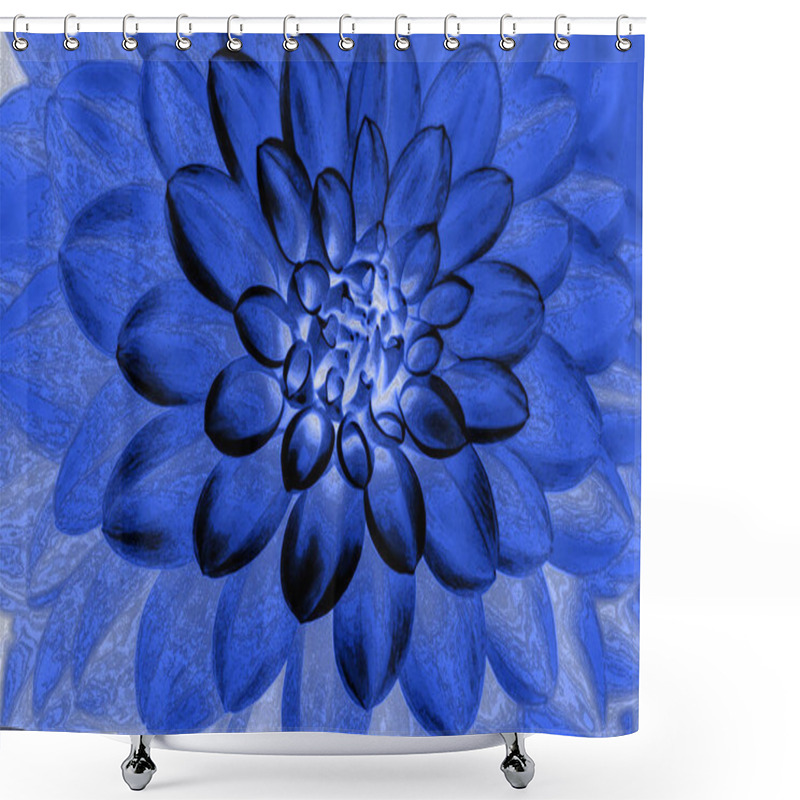 Personality  Blue Dahlia Petals Macro, Floral Abstract Background. Close Up O Shower Curtains