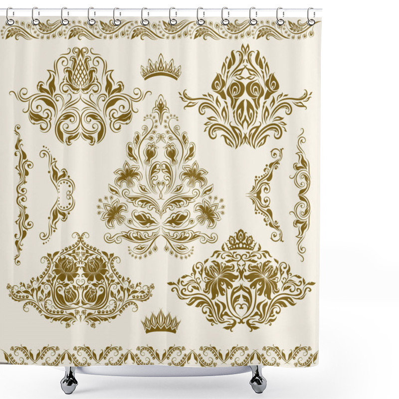 Personality  Set Of Vector Damask Ornaments. Shower Curtains