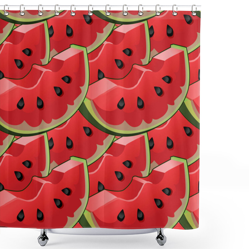 Personality  Seamless Background With Watermelon Slices Shower Curtains