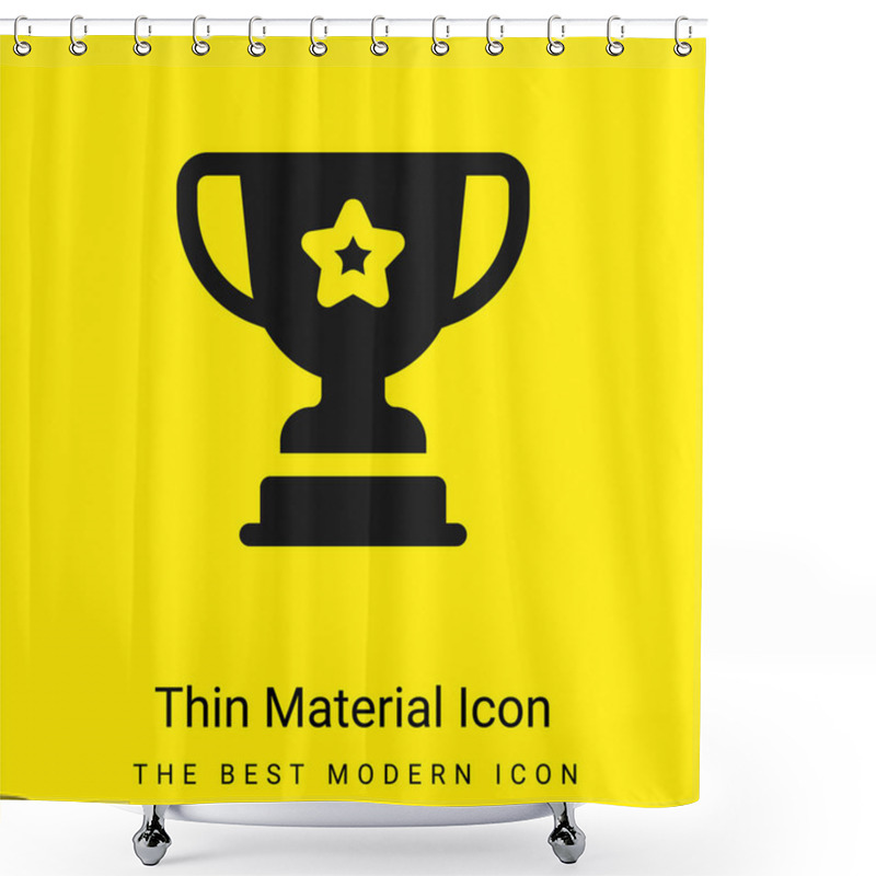 Personality  Award Minimal Bright Yellow Material Icon Shower Curtains