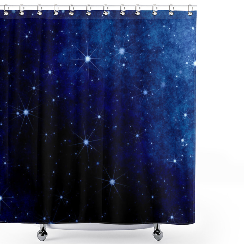 Personality  Christmas Blue Stars Background Shower Curtains