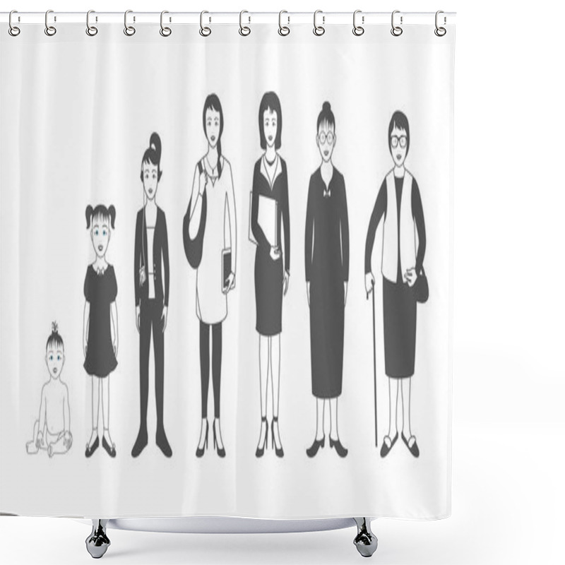 Personality  Woman From Infants To Seniors Shower Curtains