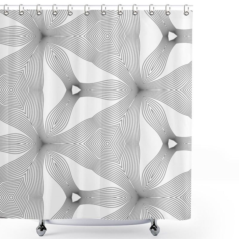 Personality  Slim Gray Hatched Trefoils And Triangles Shower Curtains