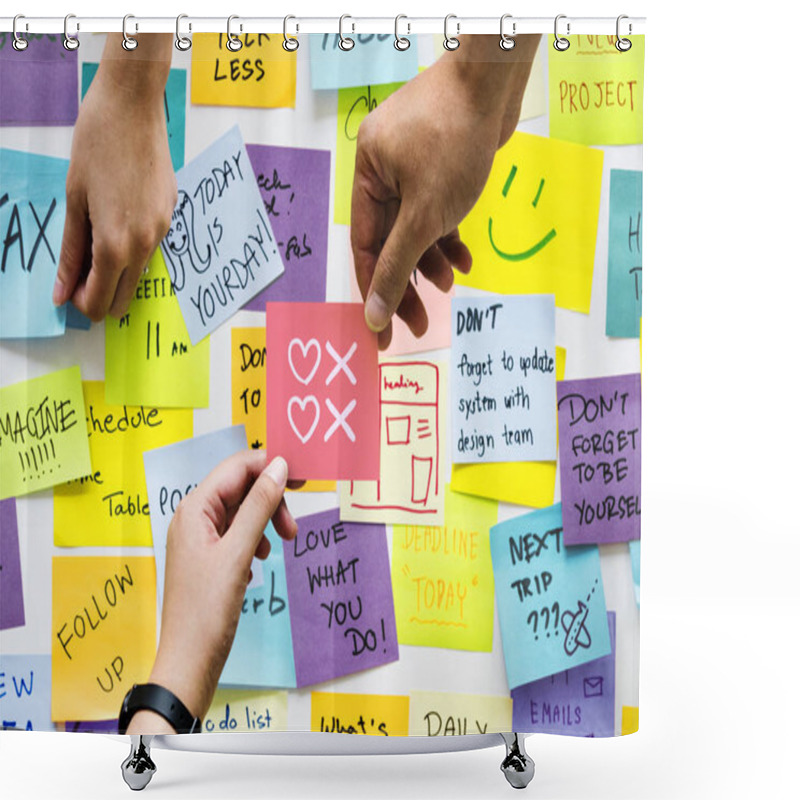 Personality  Messy Sticky Notes And Hearts And Kisses Symbols Shower Curtains