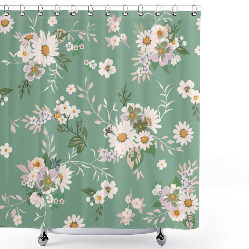 Personality  Floral Fashion Print Design With Daisies For Spring, Summer Woman Dress Shower Curtains