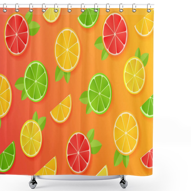 Personality  Citrus Slices Pattern Background Shower Curtains